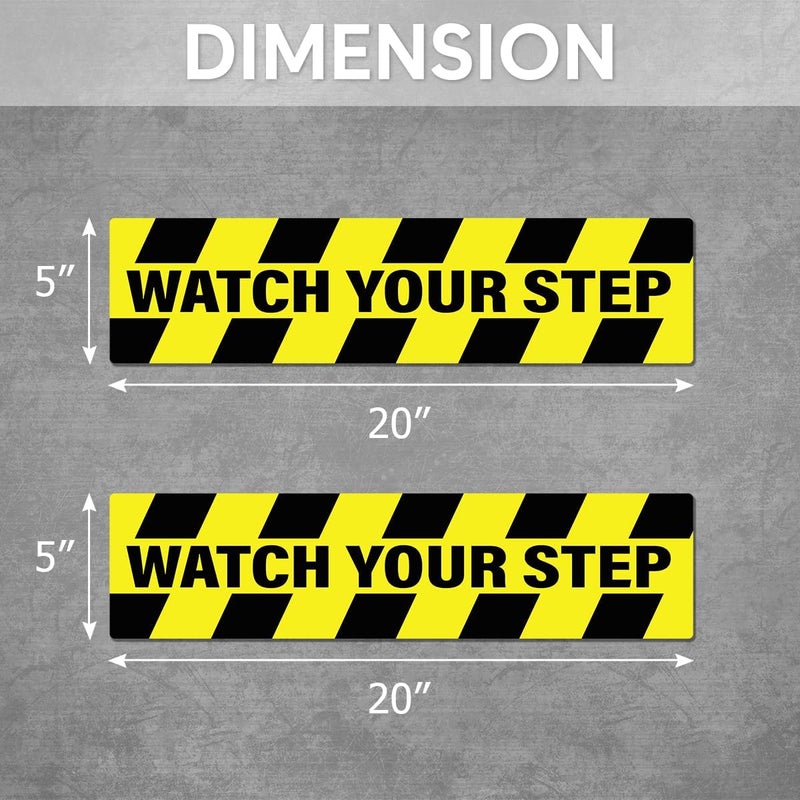 RABOWA Pack 8 Pcs Watch Your Step Sticker for Floor Indoor Outdoor Safety Caution Warning Security Signs Window Bumper Stickers Removable Waterproof Large Vinyl Decals Home Accessories - Image 2